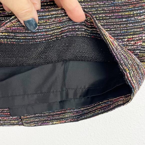 LOFT Tweed High Waist Short Skirt Pencil Straight Pockets Black Multi Color 6 - Picture 6 of 8